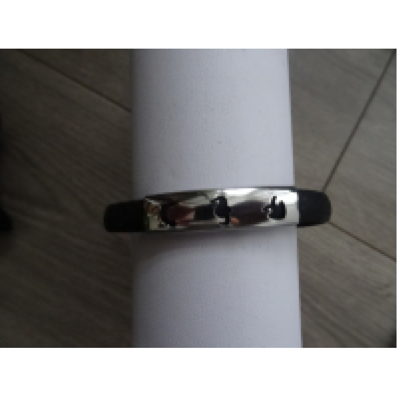 Armband rubber met rvs schildje 3 tekens